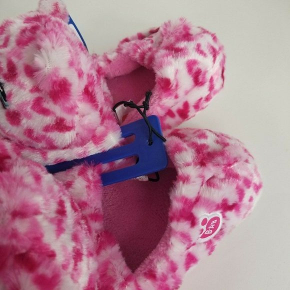 Build A Bear Workshop Kids Slippers Tiny Hearts Bea Plush Pink Sz XL 3/4 BAB New - Picture 6 of 12